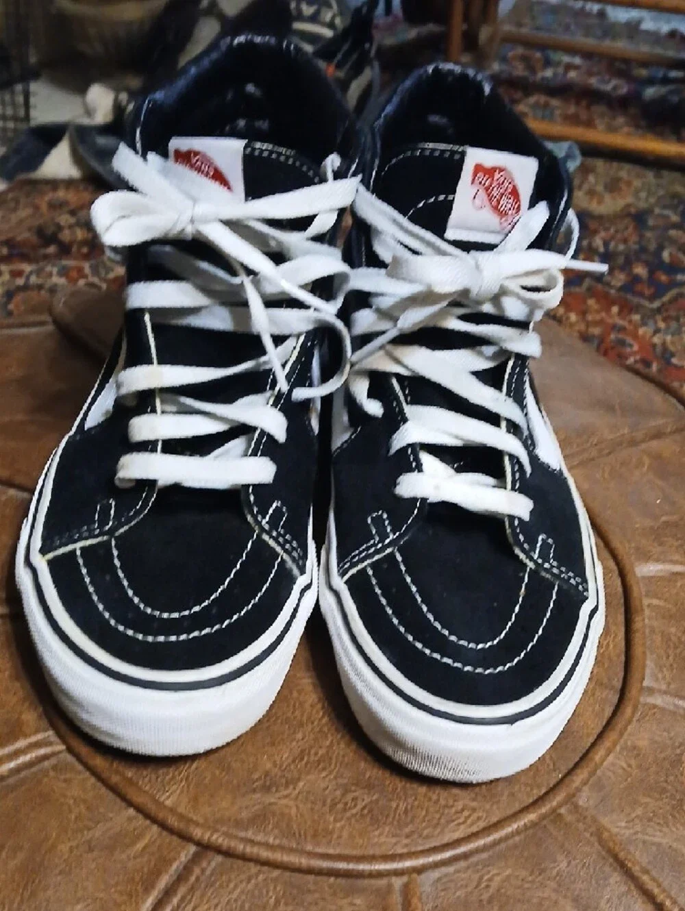 Vans Black &‎ White Classic High-Top Sneakers,mens Sz.6.5,womens Sz.8